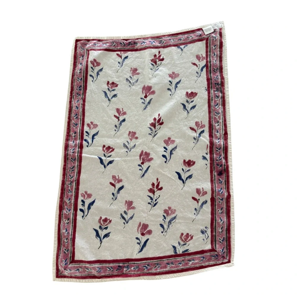Paisley Label by Kerri Cassill Tea Towels Set/2 White Floral Hand Block Print